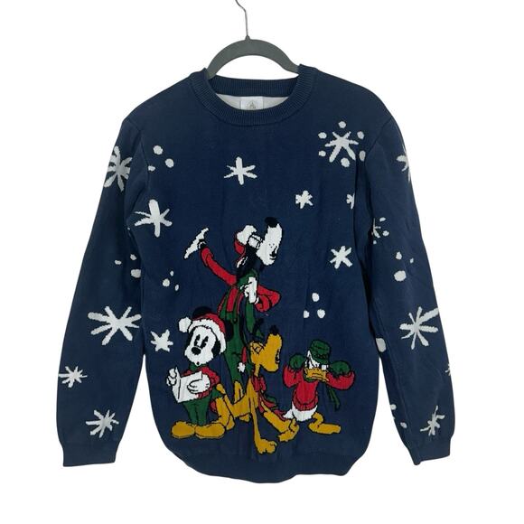 Disney Sweater Kids 11/12 Mickey Mouse Donald Goofy Pluto Christmas Holiday - Picture 1 of 11